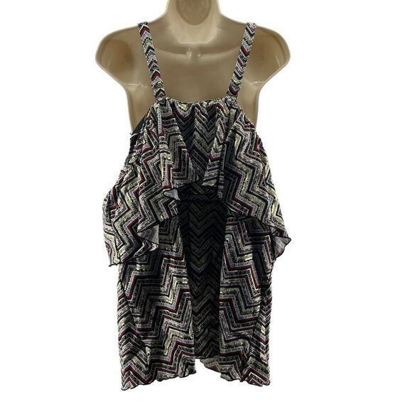 Swimsuits for All Ruffle Off Shoulder Sleeve Tankini Metallic Womens Size 28 - Picture 7 of 7